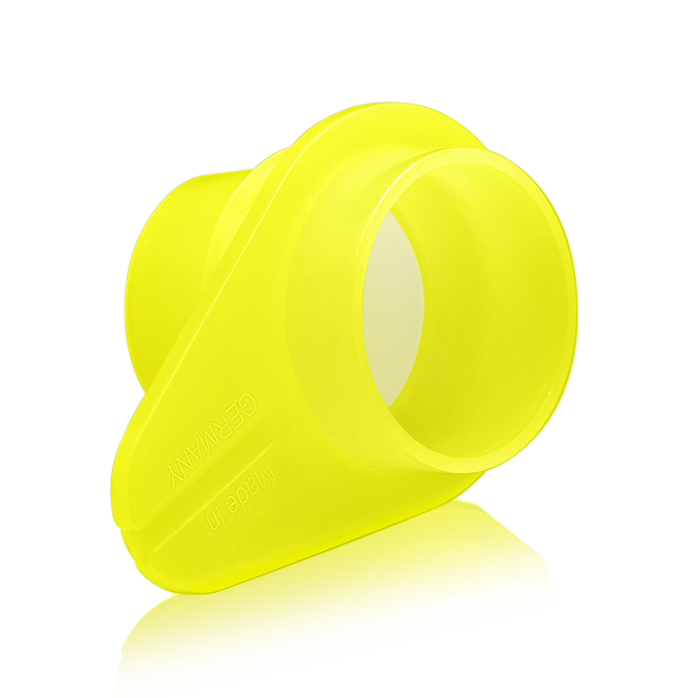 The&#x20;picture&#x20;shows&#x20;the&#x20;side&#x20;view&#x20;of&#x20;a&#x20;pluriStrainer&#x20;100&#x20;&#xB5;m&#x20;&#x28;100um&#x29;.&#x20;The&#x20;cell&#x20;strainer&#x20;is&#x20;neon&#x20;yellow,&#x20;has&#x20;a&#x20;100&#x20;micron&#x20;mesh&#x20;and&#x20;fits&#x20;into&#x20;a&#x20;50ml&#x20;centrifuge&#x20;tube.&#x20;The&#x20;filter&#x20;can&#x20;replace&#x20;Corning&#x20;cell&#x20;strainer,&#x20;easystrainer,&#x20;or&#x20;Miltenyi&#x20;smartstrainer.&#x20;